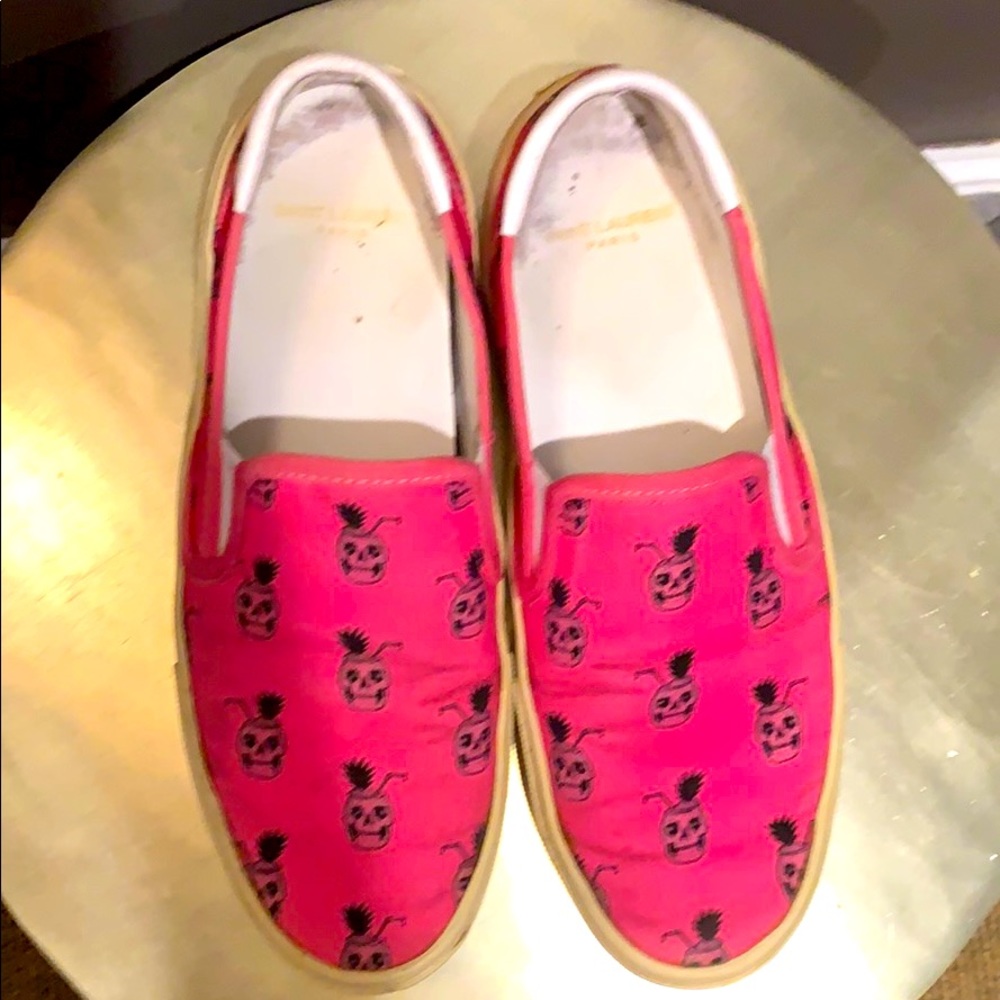 Saint Laurent low top canvas leather skull sneaker